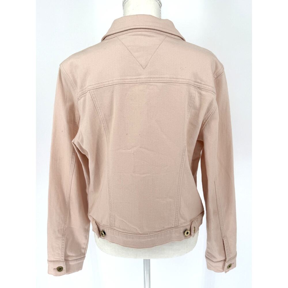 Tommy Hilfiger Womens Pale Pink Blush Denim Trucker Jacket Size Large Y2K Preppy - Picture 3 of 9
